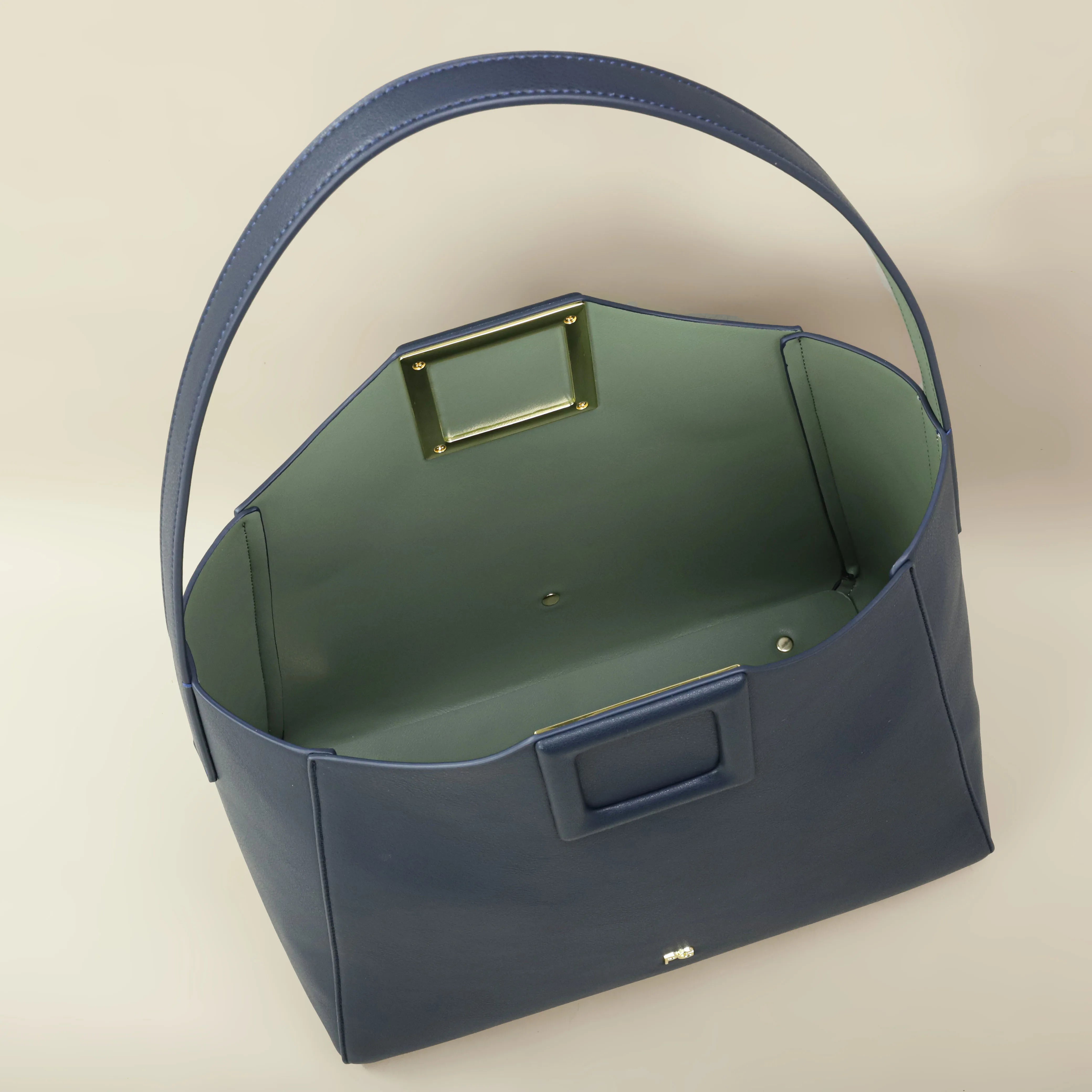 Navy Blue Hobo Shoulder Bag for Women | Minimalist Leather Tote Purse | Elegant Everyday Underarm Handbag