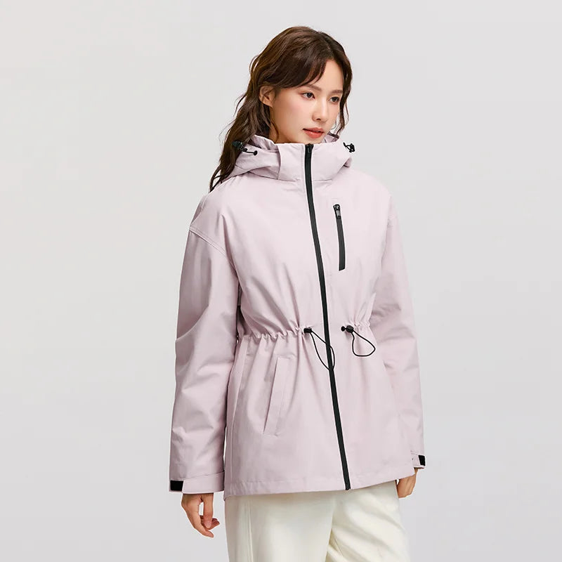 Women’s Lightweight Hooded Windbreaker Jacket | Adjustable Waist Waterproof Outdoor Coat