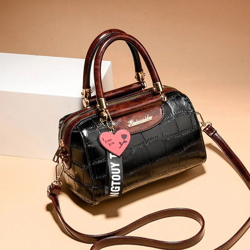 Luxury Croc Texture Handbag for Women | Designer Top Handle Shoulder Bag | Elegant Crossbody Purse | Fashion Office Tote
