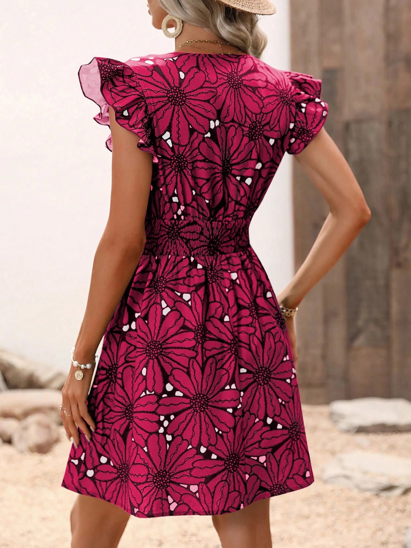 Floral Ruffle Sleeve Mini Dress | Summer Casual Dress
