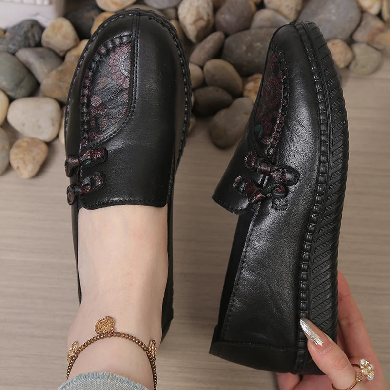 Women’s Comfort Loafers – Embroidered Slip-On Casual Shoes for Everyday & Walking Wear