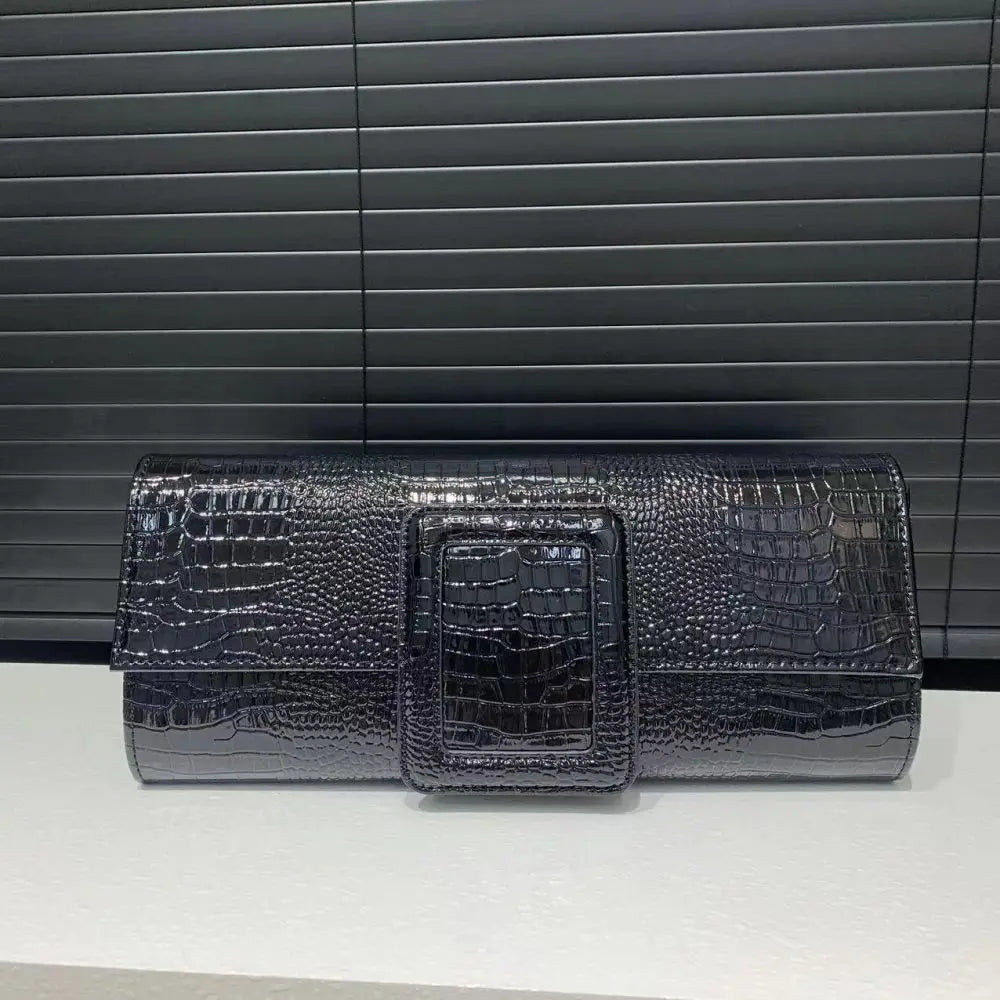 Luxury Croc Texture Clutch Bag for Women | Elegant Evening Party Purse | Designer Envelope Handbag | Fashion Wedding Clutch
