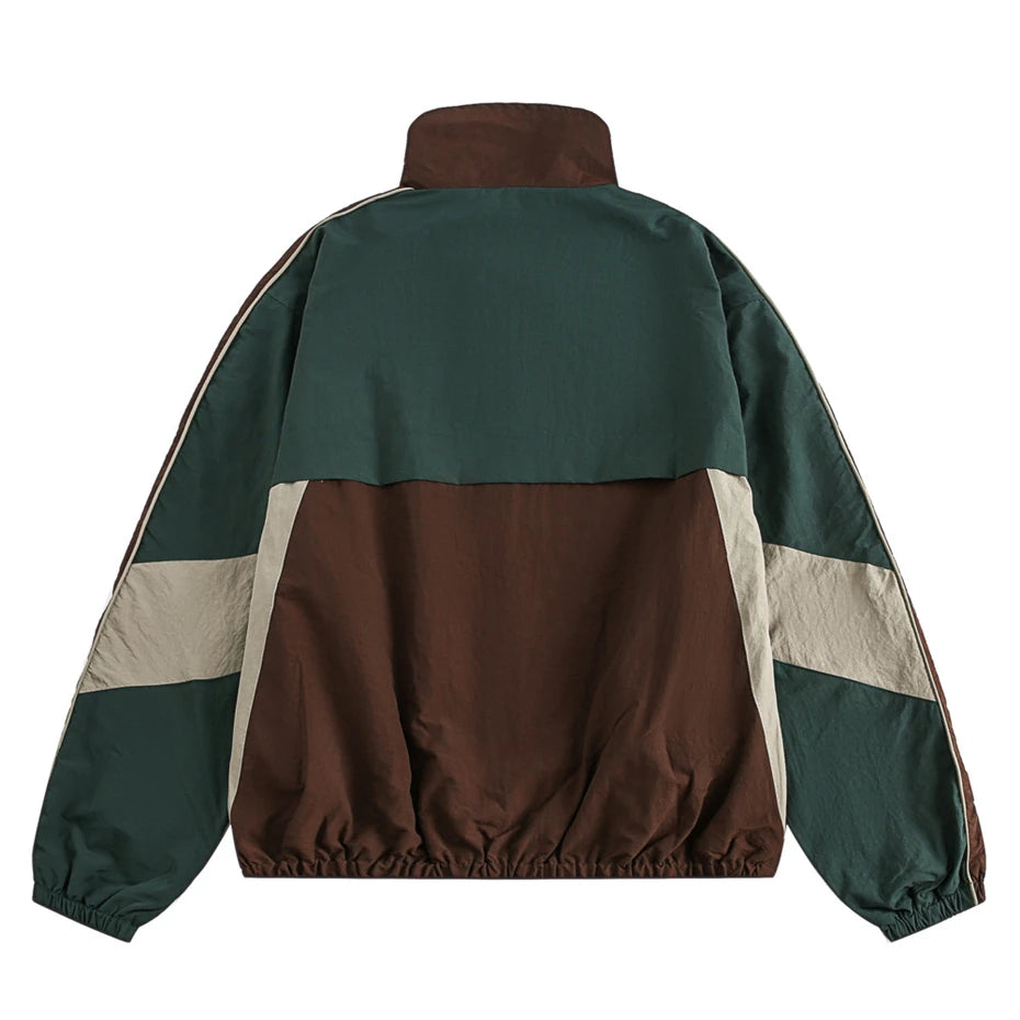 Women’s Color Block Zip-Up Windbreaker Jacket | Oversized Lightweight Track Jacket with Stand Collar for Streetwear, Travel & Casual Wear