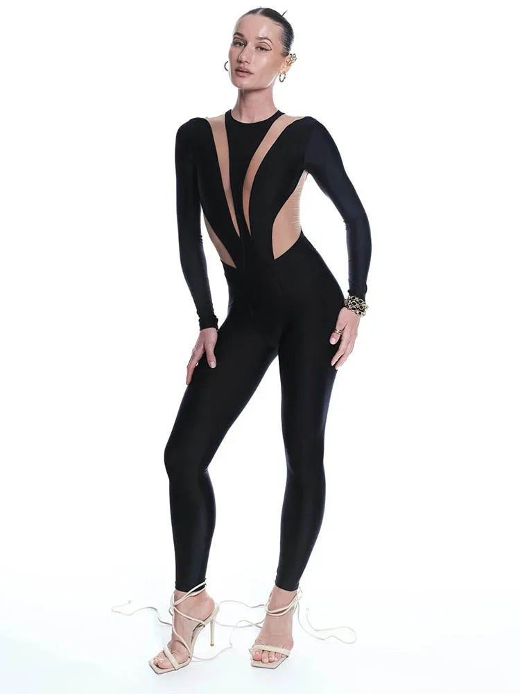 Cut Out Bodycon Jumpsuit Women | Long Sleeve Slim Fit Party Outfit