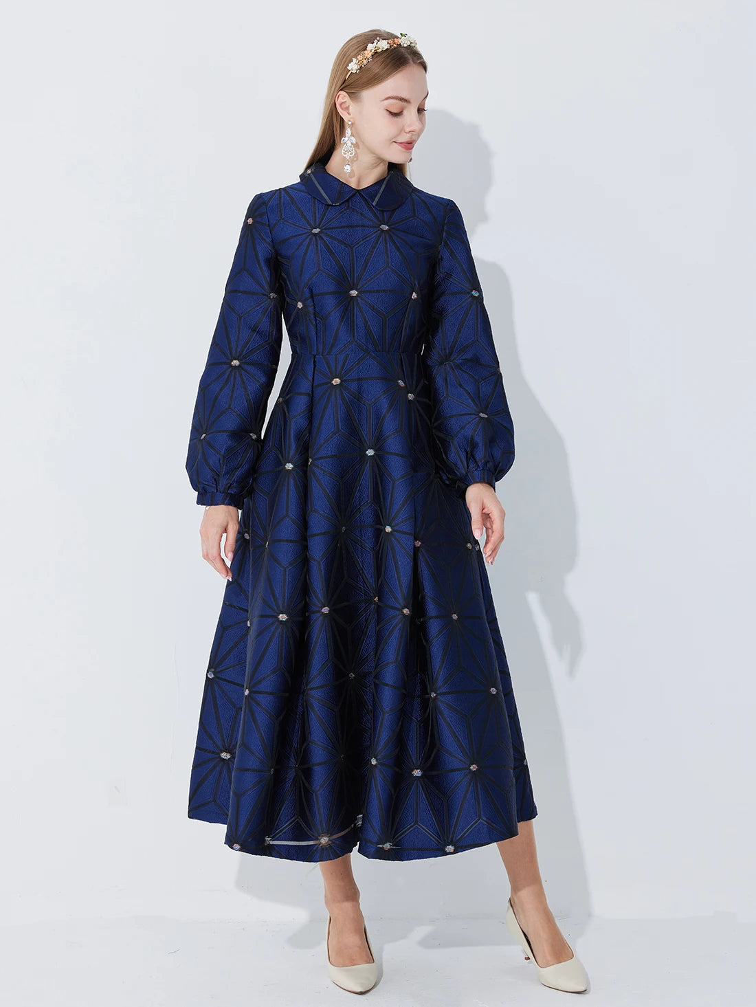 Midi Dress Women | Long Sleeve Elegant A-Line Party Dress