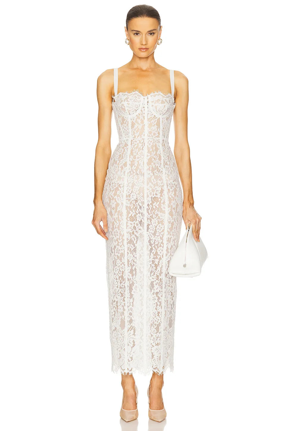 Women’s Sheer Lace Maxi Dress | Elegant Corset Bodycon Evening Dress for Cocktail Parties & Formal Events
