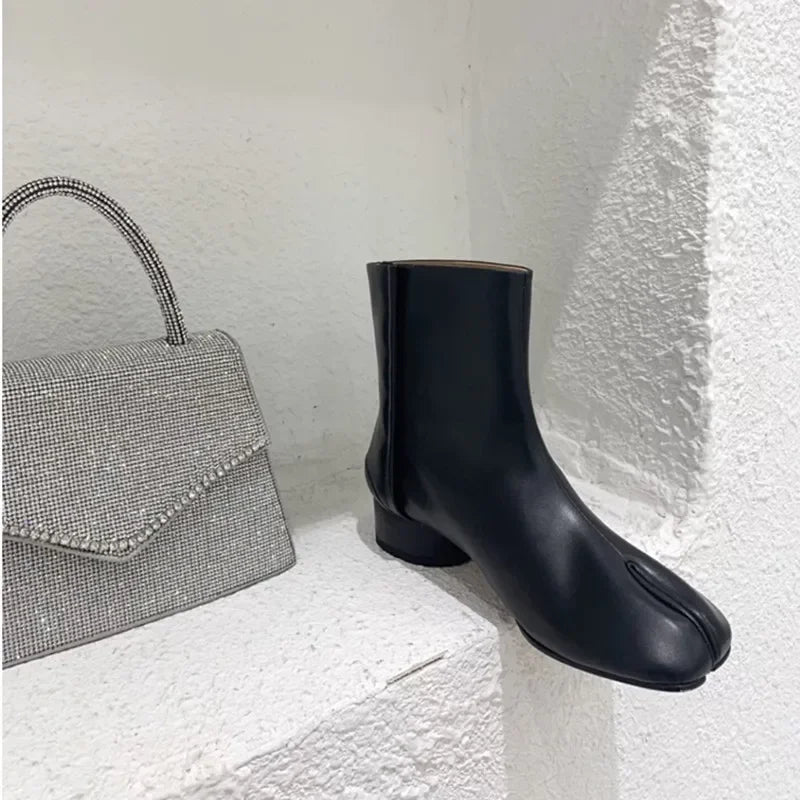 Women’s Minimal Mid-Calf Boots – Soft Leather Style Casual Boots for Everyday & Streetwear Fashion