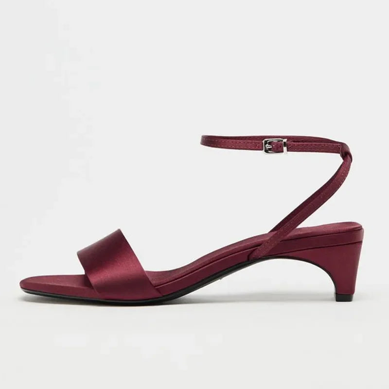Women’s Ankle Strap Kitten Heel Sandals – Minimalist Open Toe Party Heels for Evening & Occasion Wear