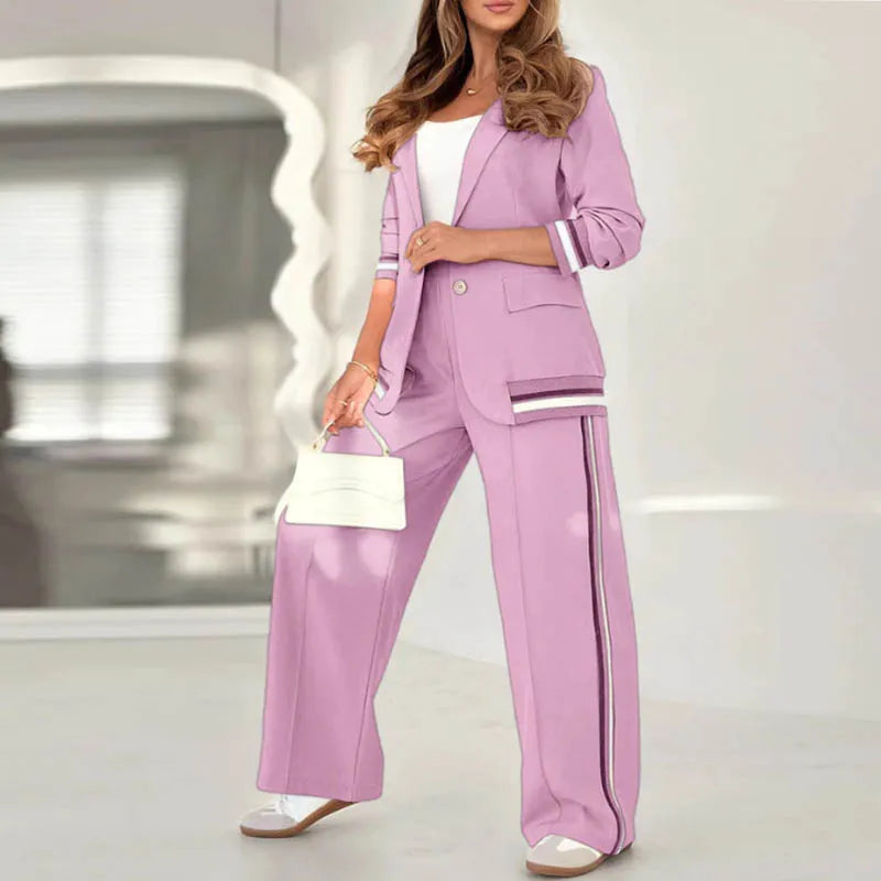 Women Blazer and Wide Leg Trouser Set | Elegant Co Ord Outfit