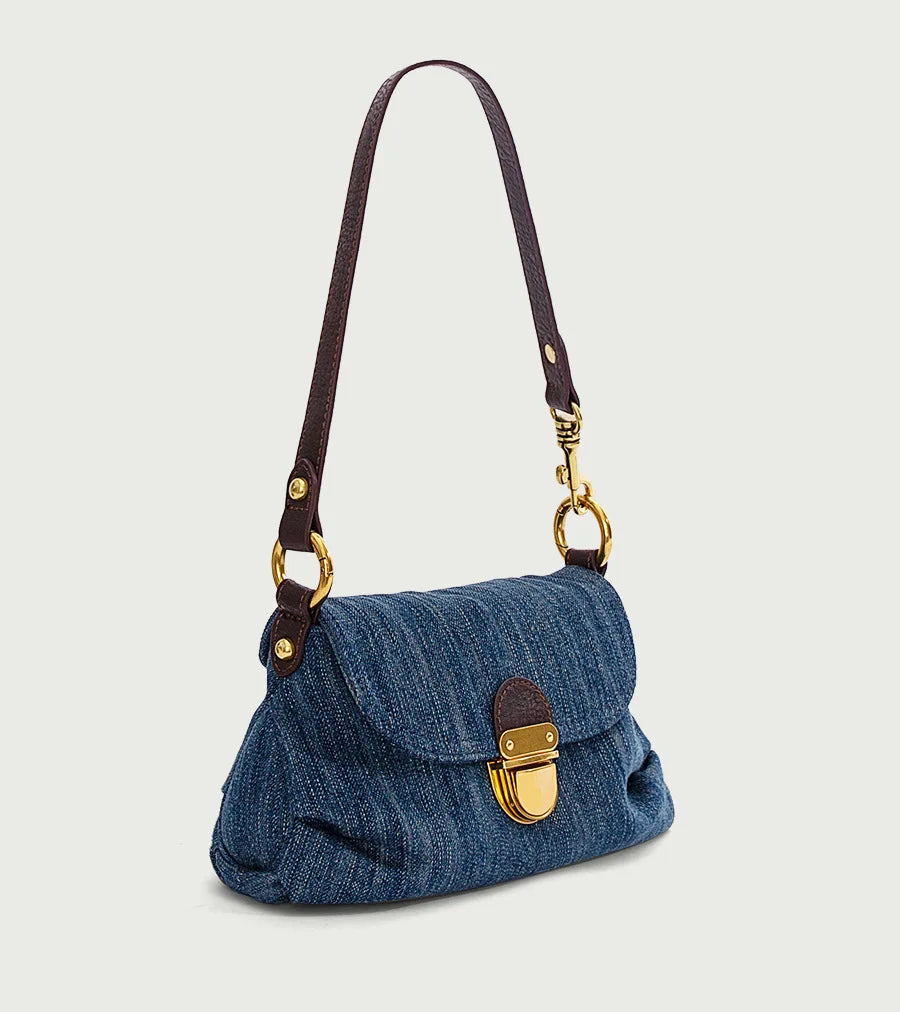 Denim Shoulder Bag for Women | Vintage Flap Handbag | Casual Everyday Purse | Trendy Retro Fashion Bag