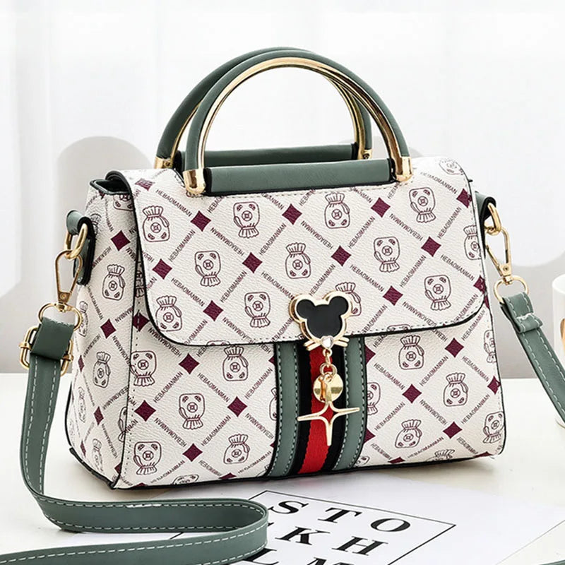 Cute Cartoon Print Handbag for Women | Elegant Crossbody Satchel Bag | Designer Top Handle Shoulder Purse | Fashion Everyday Tote
