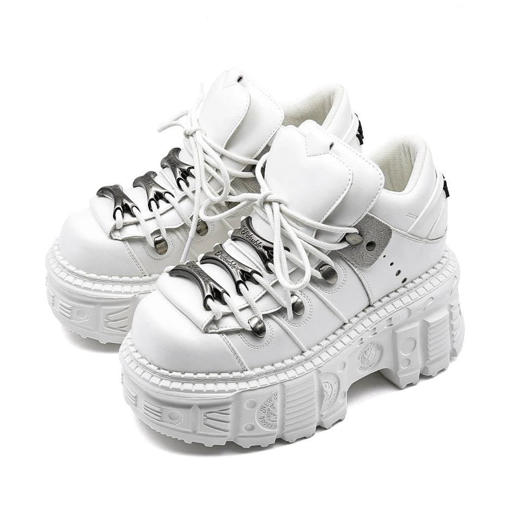 Women’s Platform Chunky Sneakers – Gothic Streetwear Lace-Up Casual Shoes for Y2K & Harajuku Fashion