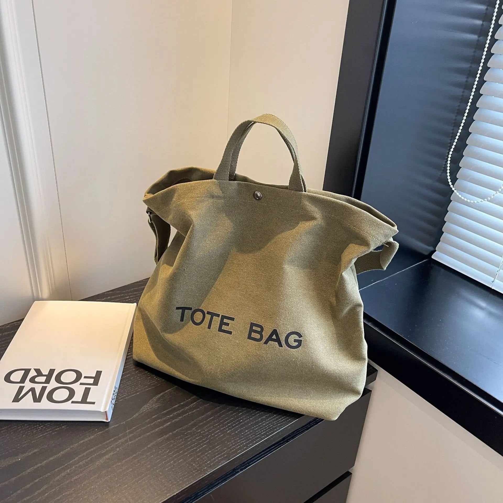 Canvas Tote Bag for Women | Casual Large Capacity Shoulder Handbag | Minimalist Everyday Shopper Tote | Travel Carry Bag
