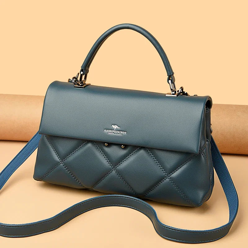Quilted Top Handle Handbag for Women | Elegant Crossbody Satchel Purse | Luxury Shoulder Bag
