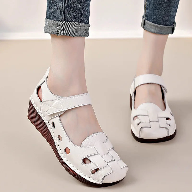 Women’s orthopaedic Comfort Mary Jane Flats – Breathable Cutout Slip-On Shoes for Casual, Walking & Everyday Wear
