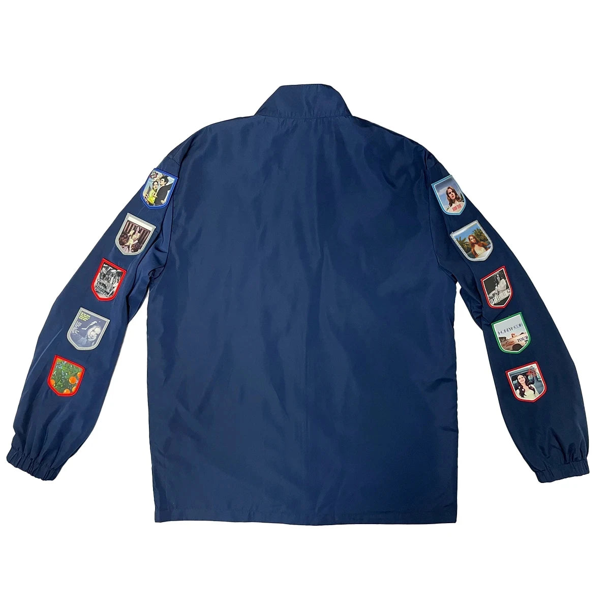 Women’s Vintage Patchwork Racing Jacket | Oversized Blue Motorsport Zip Up Streetwear Windbreaker