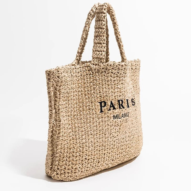 Woven Straw Tote Bag for Women | Casual Summer Beach Handbag | Large Capacity Shopper Purse | Boho Everyday Travel Tote