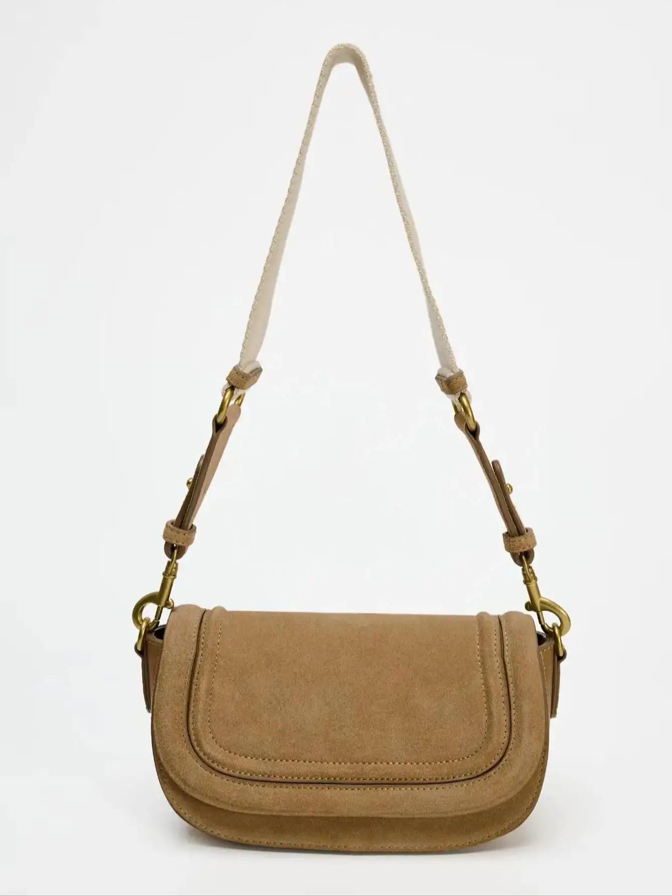 Vintage Suede Crossbody Bag for Women | Casual Flap Shoulder Purse | Minimalist Everyday Sling Handbag | Fashion Travel Bag