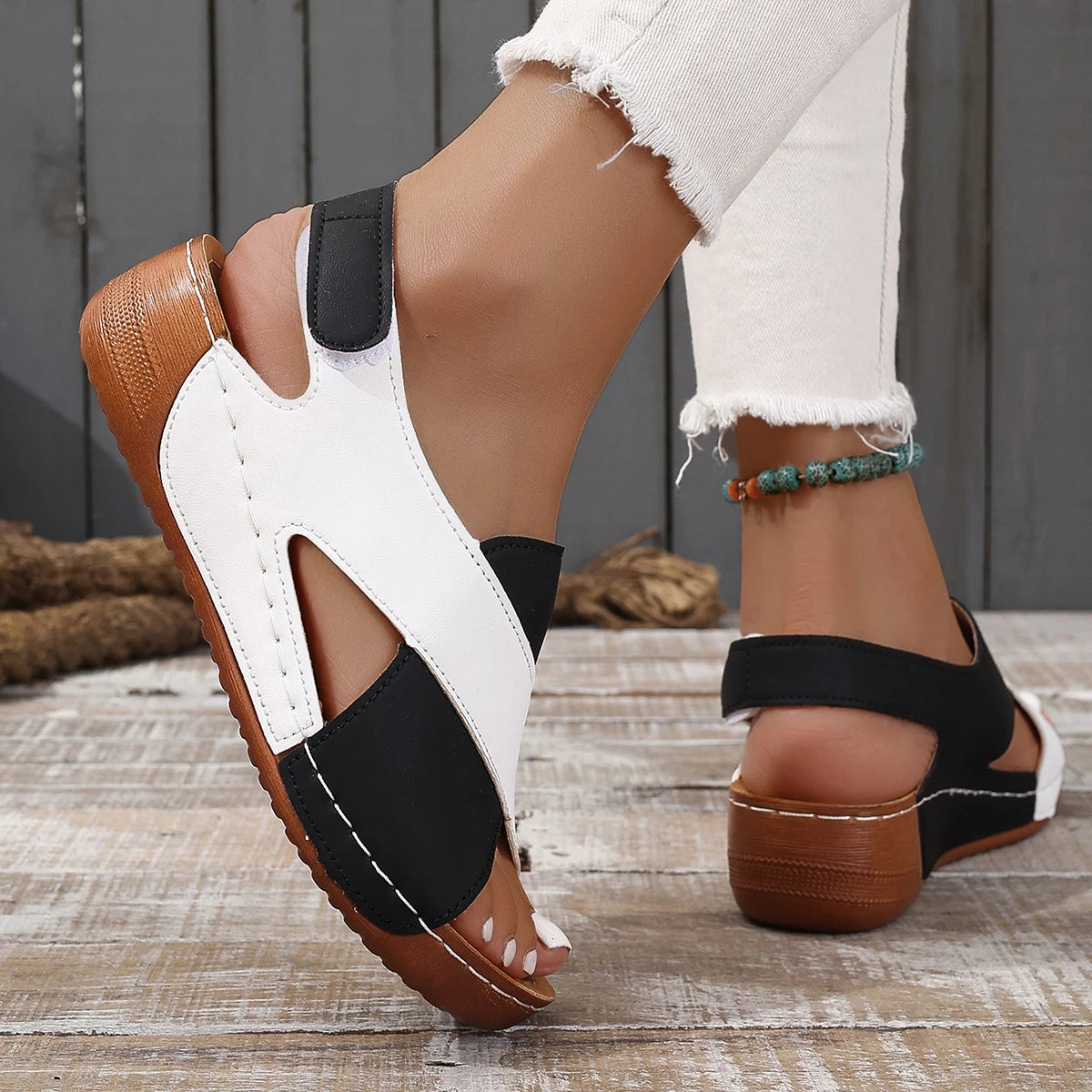 Women’s Cross Strap Wedge Sandals – Comfortable Open Toe Casual Slippers for Everyday & Summer Wear