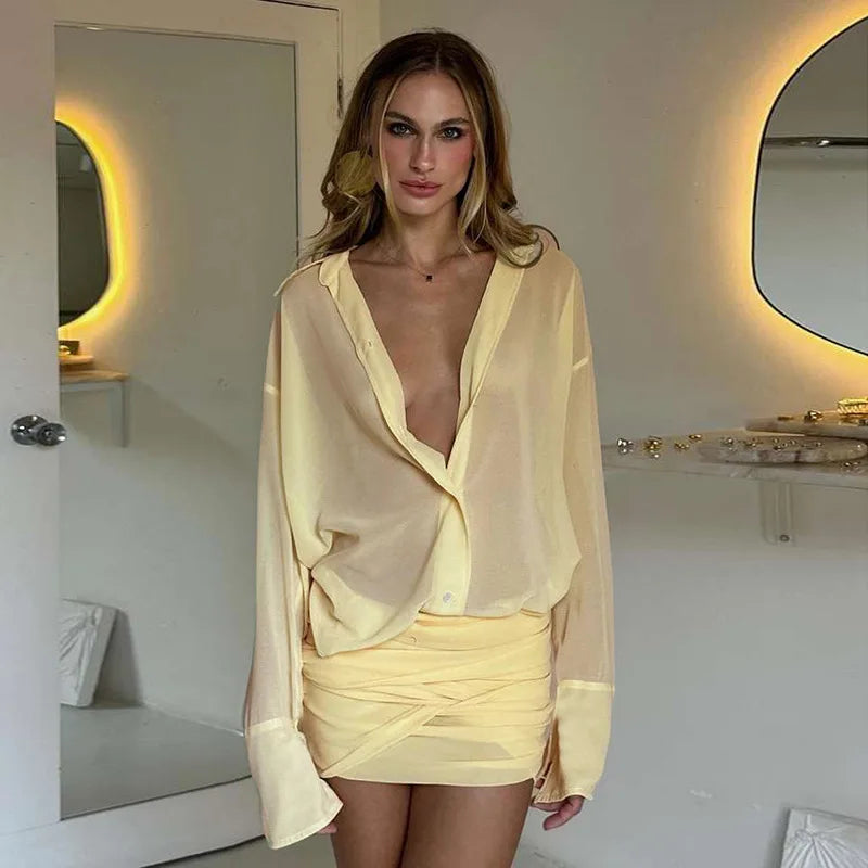 Satin Co Ord Set | Ruched Mini Skirt Outfit