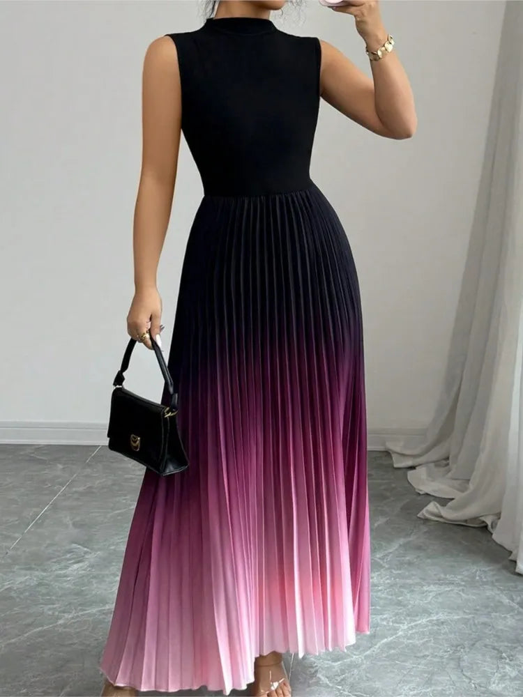Pleated Midi Dress Women | Sleeveless A Line Elegant Evening Dress