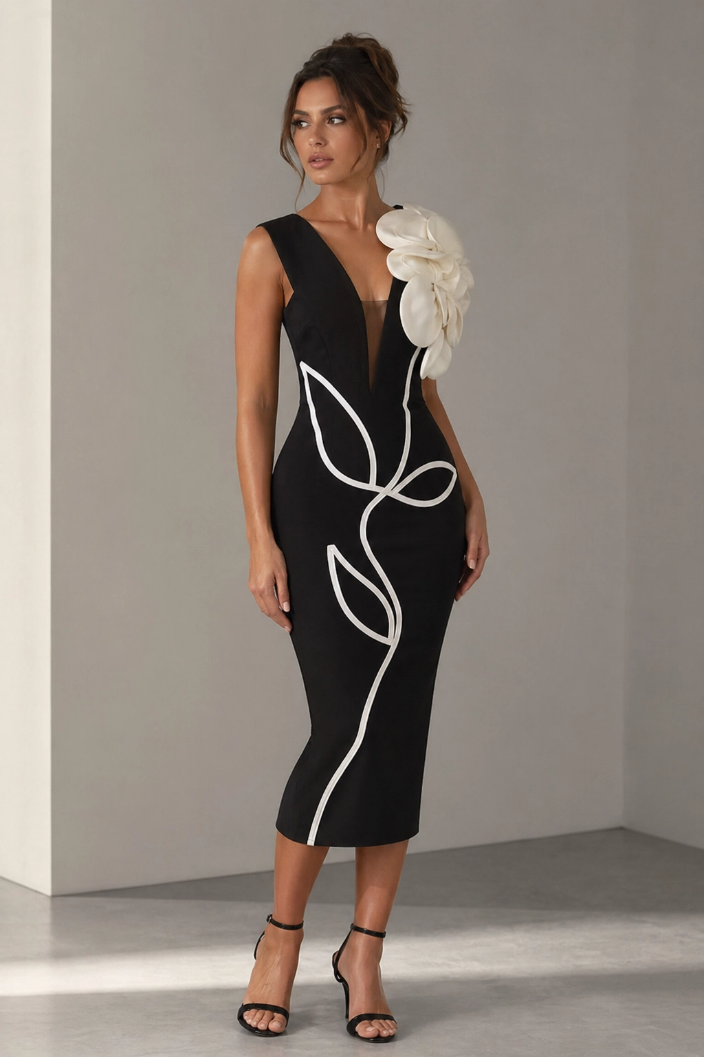 Bodycon Midi Dress Women | Deep V Neck Elegant Party Dress
