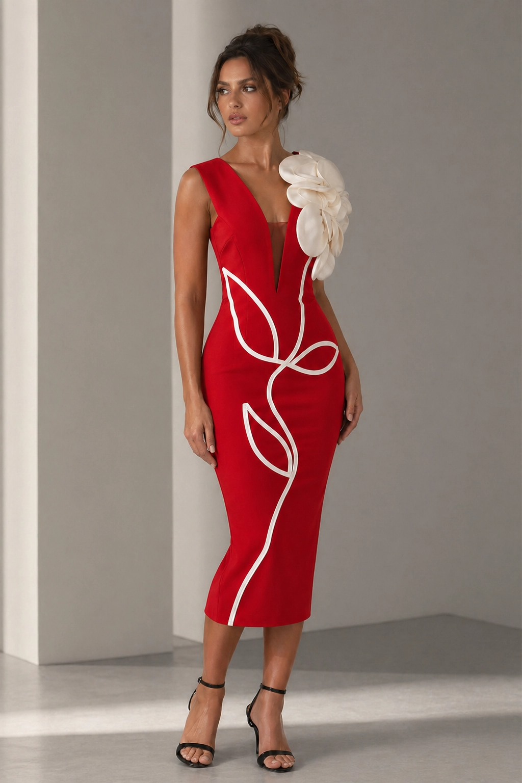 Bodycon Midi Dress Women | Deep V Neck Elegant Party Dress